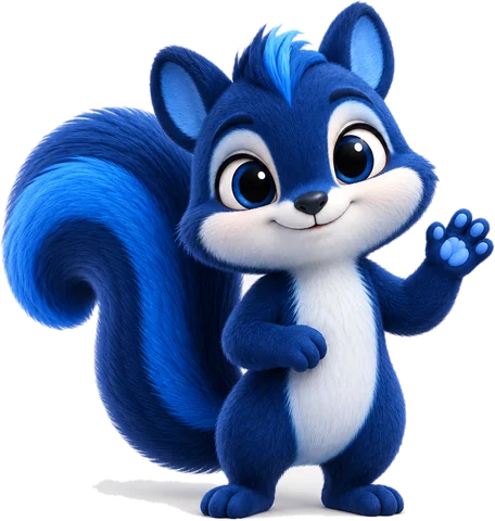 Div, o esquilo mascote do Dividendu, acenando